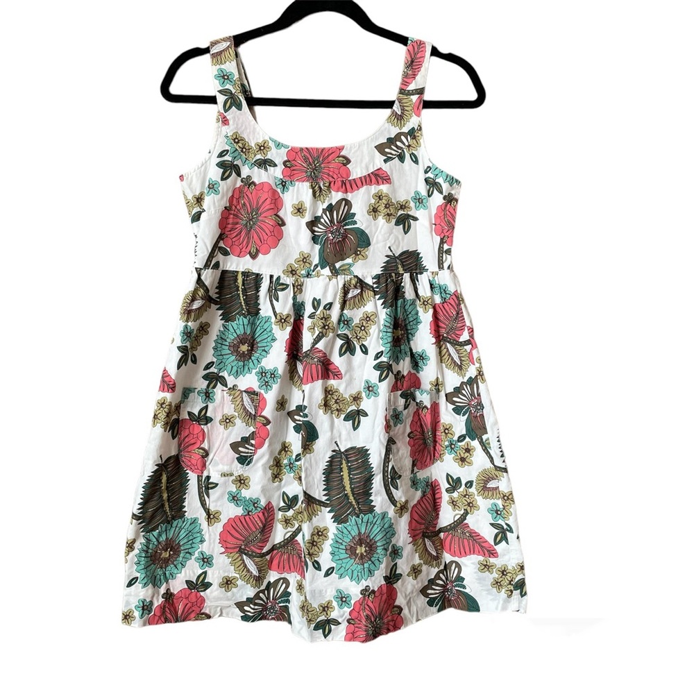 Suzy Shier White Sleeveless Floral Spring/Summer 100% Cotton Dress Size M